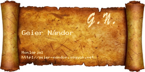 Geier Nándor névjegykártya